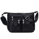 Borsa a tracolla da donna con diverse tasche con zip Tasche anteriori arricciate Tracolla larga regolabile Nylon e poliestere 30 x 20 x 1