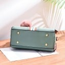 Borsa a tracolla da donna con due manici rigidi Fascia a righe e perline Chiusura con zip Tasca interna PU pelle 23,5 x 18 x 12 cm 7