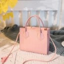 Borsa a tracolla da donna con motivo coccodrillo Borsa quadrata con due manici e tracolla lunga Da portare a mano e a spalla in PU 3