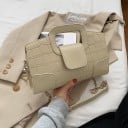 Borsa a tracolla da donna con motivo coccodrillo Orecchio superiore e tracolla a catena Portabilità a mano e a spalla Pelle PU 26 x 17 x 1