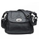 Borsa a tracolla da donna con patta e chiusura a rotazione Più tasche con zip Tracolla regolabile Aspetto vintage in pelle PU 25 x 23 x 15 cm 1