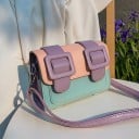 Borsa a tracolla da donna con patta e due grandi fibbie Forma quadrata Tracolla sottile in pelle PU Dimensioni 18 x 13 x 8 cm 6
