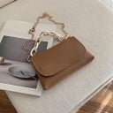 Borsa a tracolla da donna con patta e manico a catena massiccia Catenina sottile a spalla Forma piatta Pelle PU e poliestere 19 x 11 x 3 cm 3