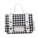 Borsa a tracolla da donna con patta e motivo pied de poule Fasce in ecopelle con borchie Manico superiore e tracolla in ecopelle e poliestere 1