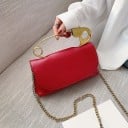 Borsa a tracolla da donna con patta e orecchio a forma di grande spilla da balia Catena metallica a tracolla in pelle PU 7