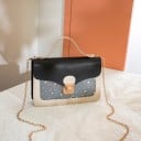 Borsa a tracolla da donna con patta in PU pelle Catena a spalla e manico superiore Chiusura metallica Motivo a stelle Dimensioni 21 x 13 x 1