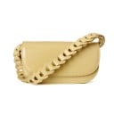 Borsa a tracolla da donna con patta Manico distintivo in catena intrecciata Cinghia lunga a spalla Superficie liscia e lucida 25 x 14 x 7