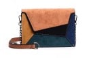 Borsa a tracolla da donna con patta Motivo patchwork in pezzi geometrici Tracolla con catena metallica PU pelle e poliestere 20 x 15 x 8 cm 3