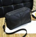 Borsa a tracolla da donna con più scomparti con zip Cucitura decorativa Cinghia con moschettoni in metallo Pelle PU e poliestere 25 x 15 2