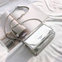 Borsa a tracolla da donna con superficie lucida Cinghia a catena a spalla Patta con chiusura Per telefono e piccoli oggetti Pelle PU 19 x 7 x 2