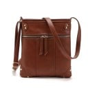 Borsa a tracolla da donna con tasca frontale con zip Forma rettangolare piatta Tracolla regolabile Borchie metalliche PU pelle 23 x 26 4