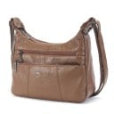 Borsa a tracolla da donna con zip e due tasche con zip sul davanti Cinghia a spalla in PU e poliestere Dimensioni 27 x 17 cm 2