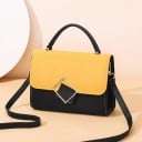 Borsa a tracolla da donna da portare a mano o a spalla Patta a contrasto Decorazione geometrica in metallo Tracolla lunga Pelle PU 20,5 x 15 x 7,5 2