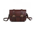 Borsa a tracolla da donna in stile retrò con patta e due fibbie Tracolla regolabile in PU e poliestere 19,5 x 13,5 x 6,5 cm 3