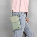 Borsa a tracolla da donna per cellulare Scomparto frontale con patta e scomparto posteriore con zip Tracolla regolabile e removibile 9