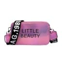 Borsa a tracolla da donna Superficie lucida Scritta sul davanti Larga tracolla stampata Chiusura con zip Pelle PU 21 x 12 x 6 cm 3