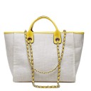 Borsa a tracolla grande da donna in tela 31 x 24 x 16 cm Due manici corti Catene intrecciate con nastro Tela e poliestere 7