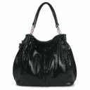 Borsa a tracolla in pelle per donna con motivo serpente Manico con catene metalliche Forma a sacco spaziosa Chiusura con zip Tasche interne 2