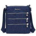 Borsa a tracolla piatta da donna in nylon Tre tasche frontali con zip Tasche interne Cinghia regolabile Dimensioni 21 x 25 x 3 cm 7