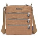 Borsa a tracolla piatta da donna in nylon Tre tasche frontali con zip Tasche interne Cinghia regolabile Dimensioni 21 x 25 x 3 cm 6