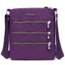 Borsa a tracolla piatta da donna in nylon Tre tasche frontali con zip Tasche interne Cinghia regolabile Dimensioni 21 x 25 x 3 cm 9