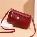 Borsa a tracolla piccola da donna con decorazione metallica rotonda Tasca anteriore con zip Tracolla regolabile PU pelle e poliestere 22 4