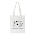 Borsa bianca da donna con stampa artistica ispirata alla pittura moderna Manici lunghi Dimensioni 40 x 35 cm Borsa piatta per la spesa in città 3