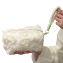 Borsa cosmetica da viaggio in peluche 18x9x9 cm Borsetta morbida con manico Organizzatore carino con stampa d'amore Astuccio in poliestere 1