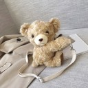 Borsa da donna a forma di orsetto di peluche Borsa a spalla e crossbody Pelliccia artificiale morbida Tracolla in tessuto chiaro 2