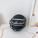 Borsa da donna a forma di palla da basket 16 x 16 cm Con scritta Basketball Manico corto Catena a spalla Chiusura con zip 4