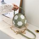 Borsa da donna a forma di pallone da calcio 16 x 16 x 17 cm Borsa rotonda da portare a mano con manico e lunga tracolla a catena 5