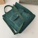 Borsa da donna a mano e a spalla 28 x 32 x 8 cm Con tracolla lunga e grande tasca frontale con patta Superficie rigata delicata 4