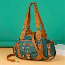 Borsa da donna a mano e a spalla 30 x 20 x 14 cm Pelle sintetica dallo stile vintage Tasche con zip Tasca frontale con fibbia Cinghia 7