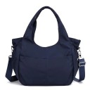 Borsa da donna a mano e a spalla Borsa in nylon con tracolla regolabile e removibile Lati arricciati Tasche frontali 32 x 29 x 14 cm 3