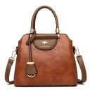 Borsa da donna a mano e a spalla con maniglie rigide e pendente decorativo Forma rigida Tasca con zip sul retro Piedini metallici 27 x 12 2