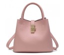 Borsa da donna a mano e a spalla in pelle sintetica Forma a secchio Due maniglie Tracolla lunga Chiusura in metallo dorato 29 x 22 x 13 cm 3