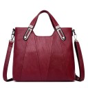 Borsa da donna a mano in PU pelle 30 x 25 x 12 cm Due maniglie con accessori metallici Tracolla removibile Decorazione a cucitura 5