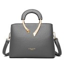 Borsa da donna a mano in PU pelle Borsa elegante con orecchio a mezzaluna e decorazioni metalliche dorate Cinghia a spalla 27 x 21 x 13 2