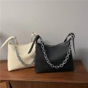 Borsa da donna a spalla in ecopelle con catena argentata massiccia e tracolla larga Forma morbida e spaziosa 31 x 24 x 10 cm 4