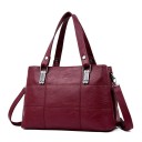 Borsa da donna con manici lunghi per spalla Borsa in pelle sintetica con cuciture decorative e fibbie metalliche Tracolla lunga 36 x 24 x 3
