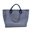Borsa da donna con motivo a rombi 31 x 24 x 16 cm Manici corti a mano Cinghie lunghe a catena da spalla Cotone e poliestere 3