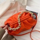 Borsa da donna con motivo intrecciato e bordo arricciato Catena massiccia in oro Cinghia a spalla Pelle sintetica PU 27 x 14 x 14 cm 4