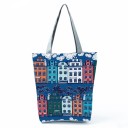 Borsa da donna con stampa di famosi monumenti e città storiche Borsa in poliestere 27 x 37 x 8 cm con manici grigi Forma rettangolare spaziosa 1