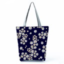 Borsa da donna con stampa floreale Forma alta con fondo allargato 27 x 37 x 8 cm Manici lunghi grigi Poliestere Motivi di rose e papaveri 8