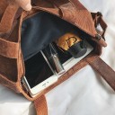 Borsa da donna in corduroy a spalla e a mano 32 x 34 x 6,5 cm Due maniglie corte Tracolla lunga con fibbia Tasca applicata sul davanti 9