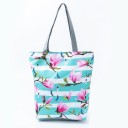 Borsa da donna in cotone con stampa floreale Shopper spaziosa con due manici grigi e fondo piatto 27 x 38 x 11 cm Cotone e poliestere 2