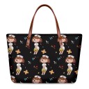 Borsa da donna in neoprene con stampa di infermiere e attrezzature sanitarie Dimensioni 39 x 29 x 11,5 cm Manici marroni con borchie 4