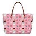 Borsa da donna in neoprene e cotone con stampa di infermiere e motivi sanitari Due manici marroni Dimensioni 39 x 29 x 11,5 cm 8