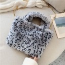 Borsa da donna in peluche a mano con motivo animale Manici corti e tracolla in catena dorata in pelliccia sintetica 32 x 23 x 3 cm 6