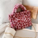 Borsa da donna in peluche a mano con motivo animale Manici corti e tracolla in catena dorata in pelliccia sintetica 32 x 23 x 3 cm 7
